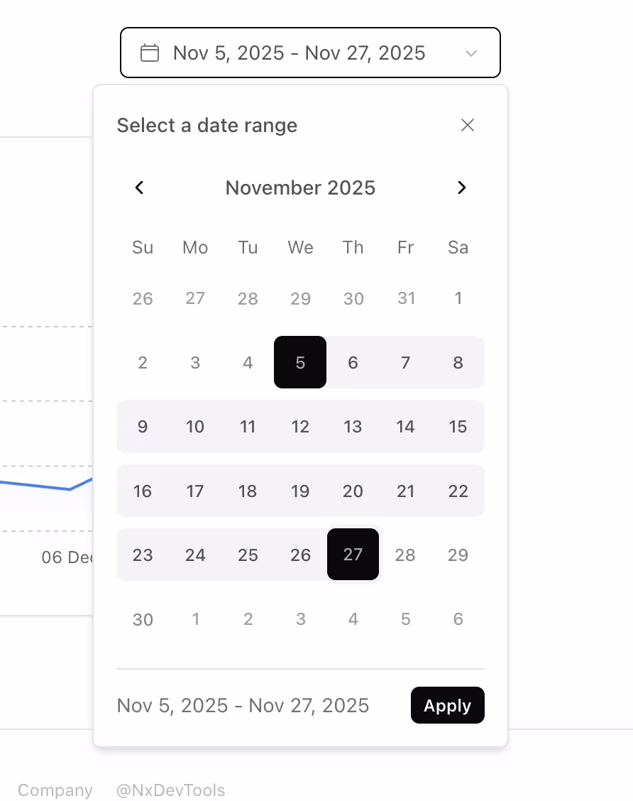 New date range picker